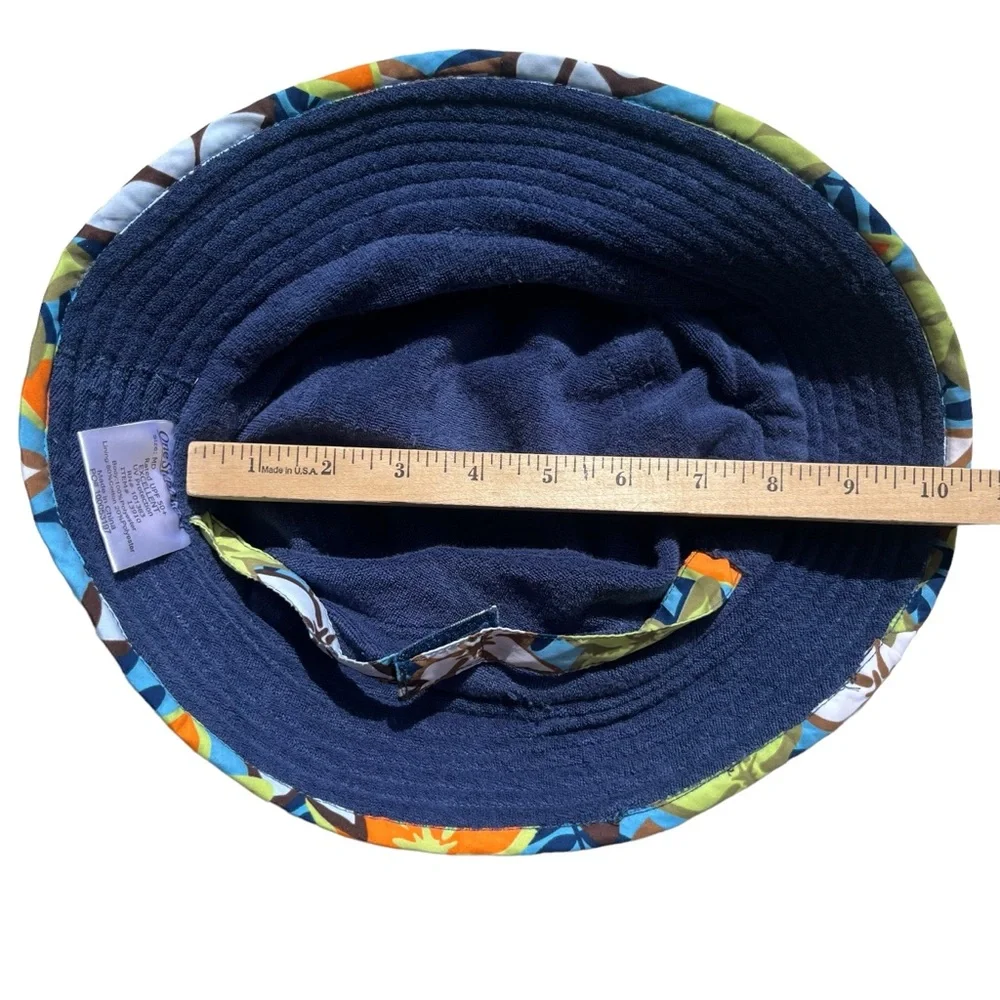 One Step Ahead Kid’s Medium Navy Blue, Tropical Flowers UV Protection Bucket Hat